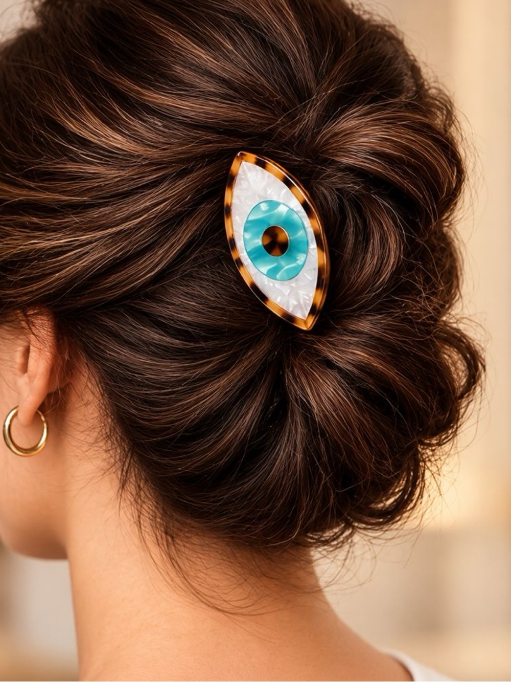 Eleanor Collection Evil Eye Claw Hair Clip Tortoiseshell Teal